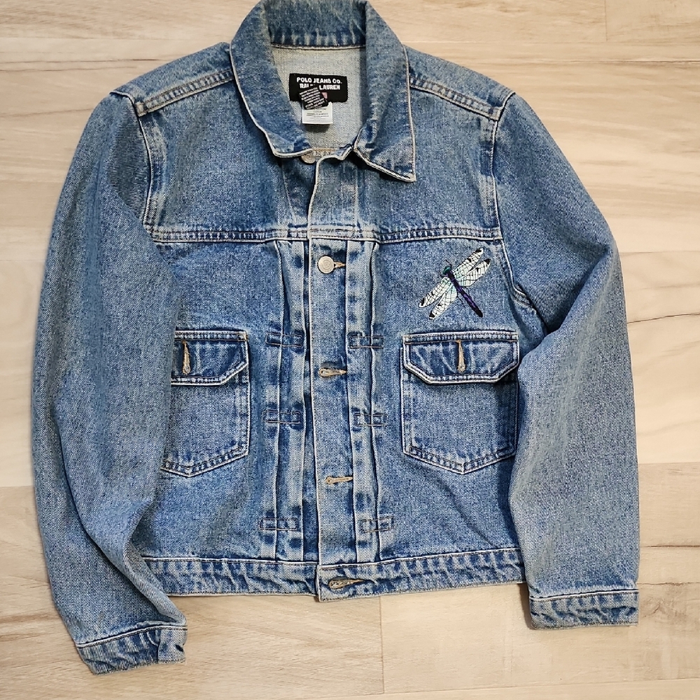 1990s Y2K Ralph Lauren Denim Jacket with Embroidery